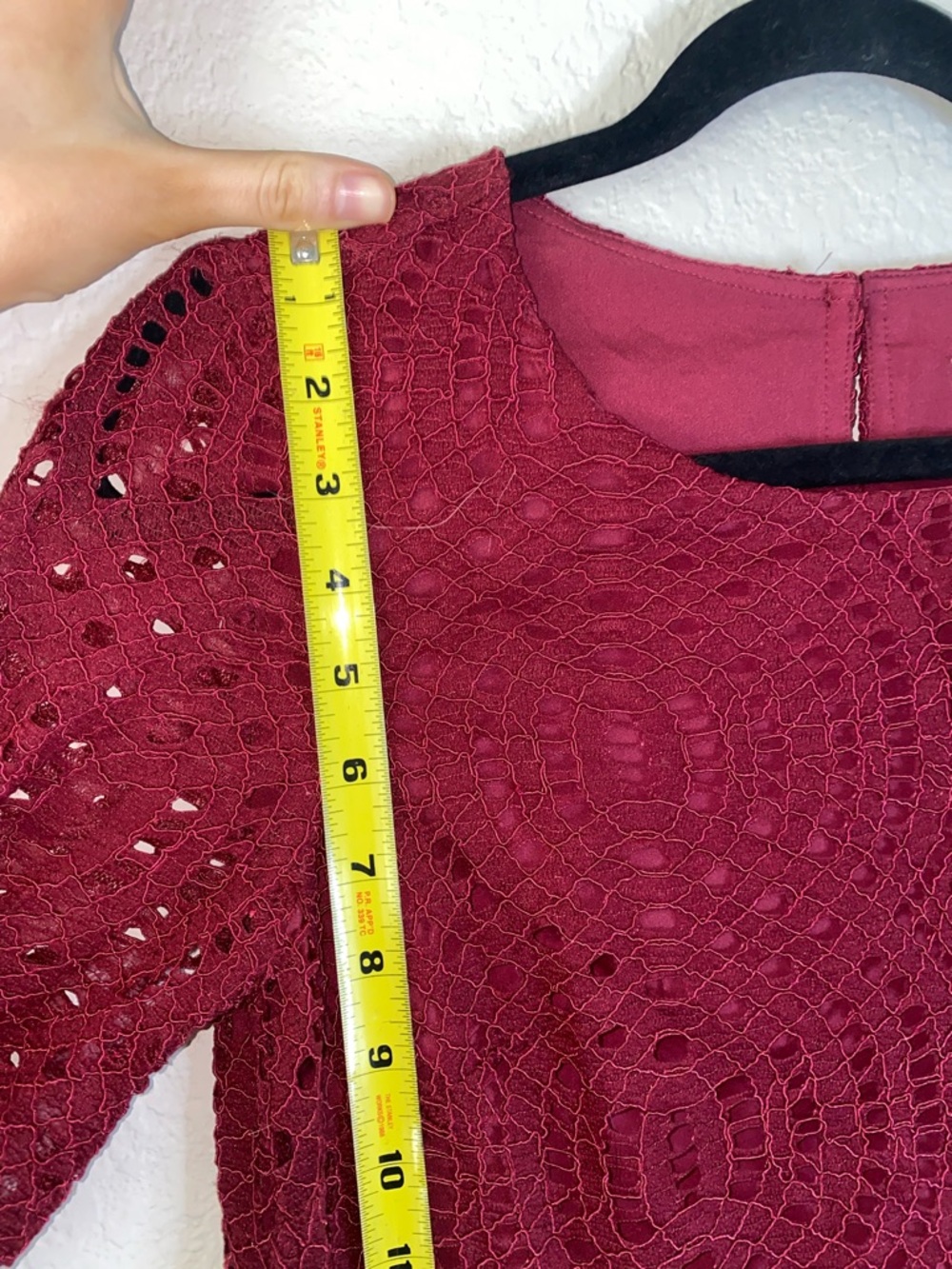 🛍️ NWT J. Crew Dress Size 0 Lace Overlay 3/4 Sleeve Red Burgundy! - Picture 9 of 10